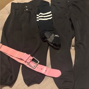 Black Kids Bottoms with Pink Belt